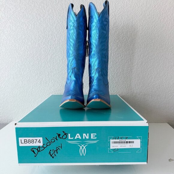 Lane SMOKESHOW Womens Cowboy Boots 10 Blue Western Cowgirl Mid Calf Pointed Toe - Picture 13 of 14